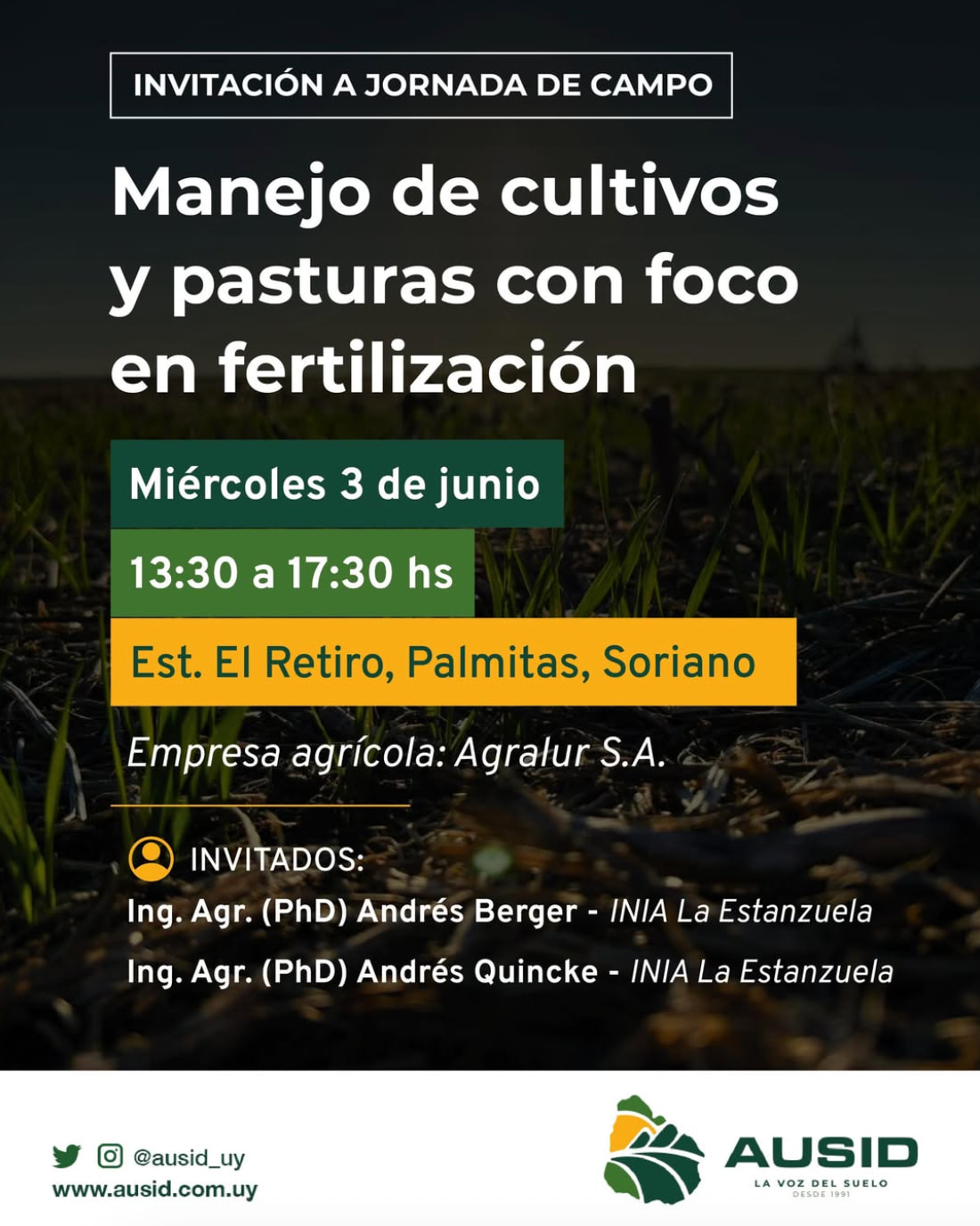 Manejo de cultivos y pasturas con foco en fertilización